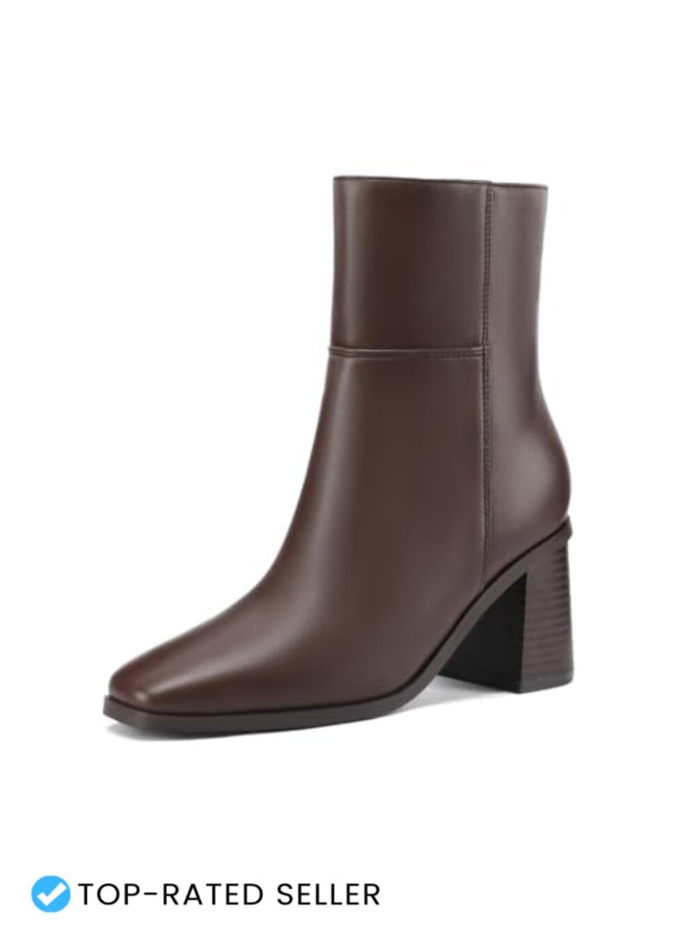 Faux Leather Square Toe Block Heel Ankle Booties